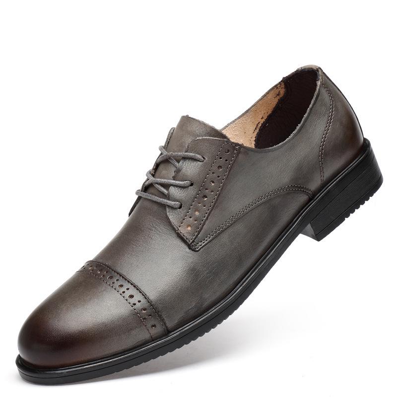 Men's Cross-Border Leather Formal Shoes - Soft Sole, Casual, Lace-up, Top Layer Cowhide, New Style