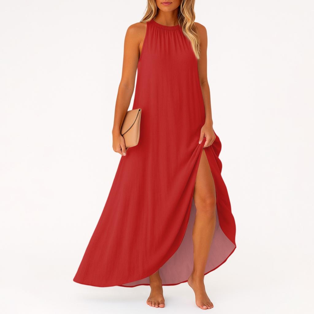 Women's Casual And Fashionable Round-neck  Sleeveless  Mid Length Dress