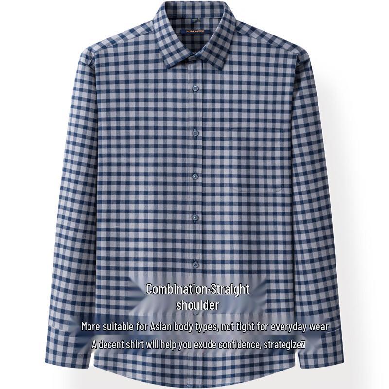 Romon Men's Plaid Flannel Long-Sleeve Shirt