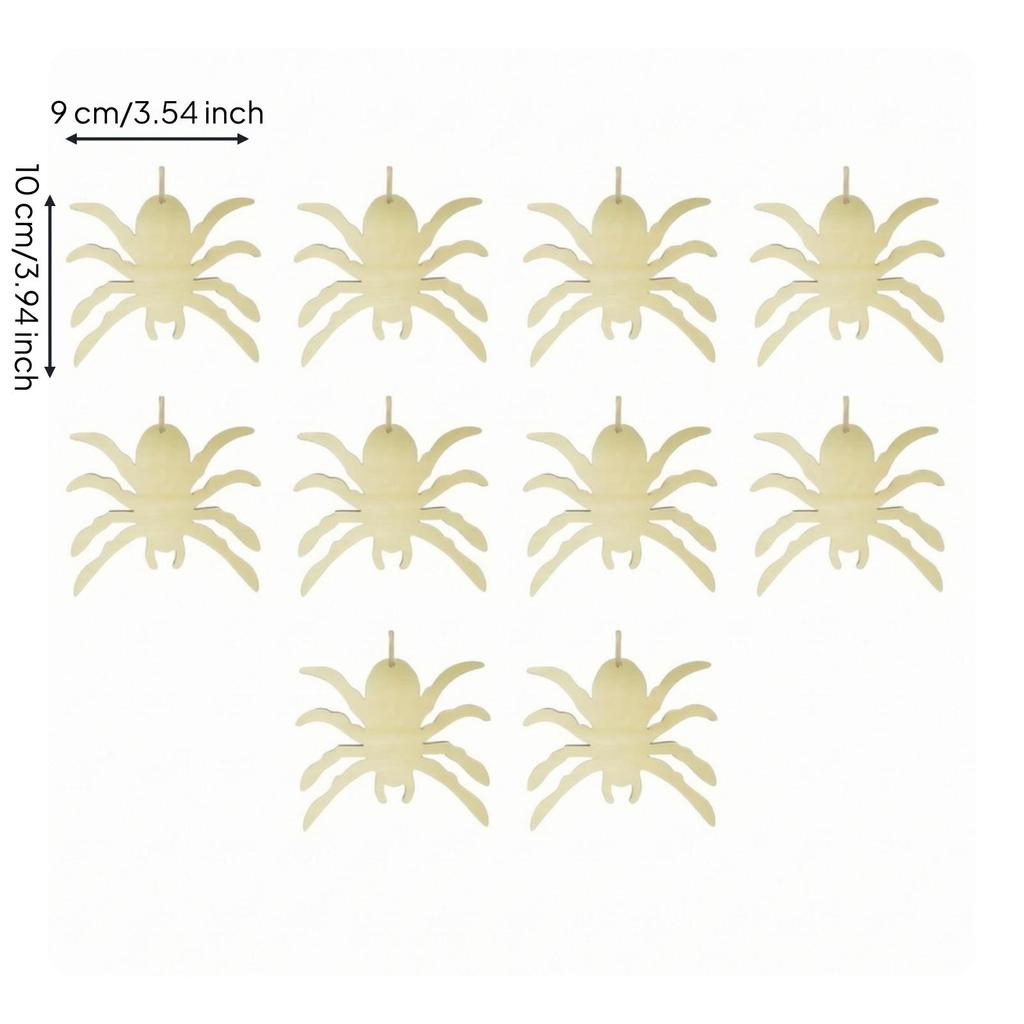 10 Pieces Cut Wooden Spider Ornament Halloween for Doorways
