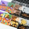 100pcs Halloween Plastic Happy Halloween Transparent Pumpkin Ghost Candy Self-adhesive Plastic Baking Cookie