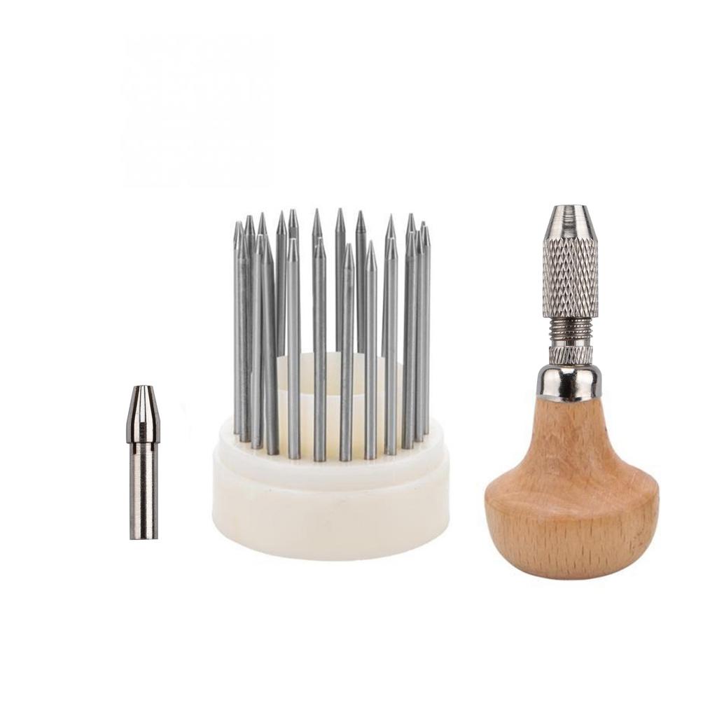 Beading Tool Jewelry Milgrain Tool Set Milgraining Wheels Wooden Handle Vise Stone Setting Milgrain Edges for Jewelry