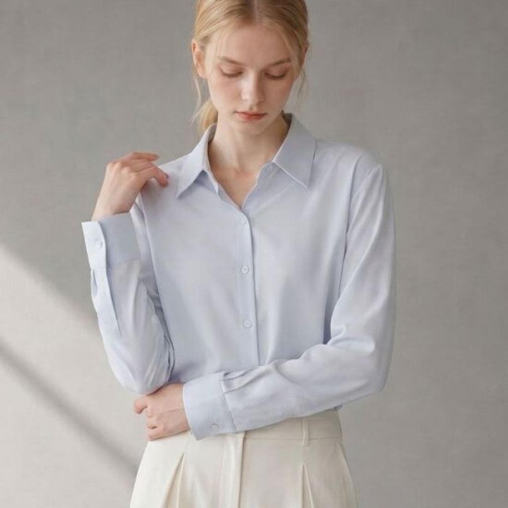 Melting Brown Women Semi Roose Fit Long Sleeve Shirt Wrinkle Free Office Look Bl