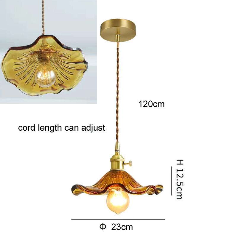 Vintage Ripples Glass Pendant Lamp Bedroom Dining Room Kitchen Retro Pendant Light Indoor Decor Hanging Light Ceiling Chandelier