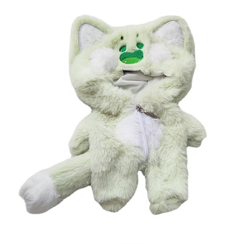 

Cute Plush Doll Clothes Soft And Fluffy For 20cm Dolls Green And Pink Options зелений