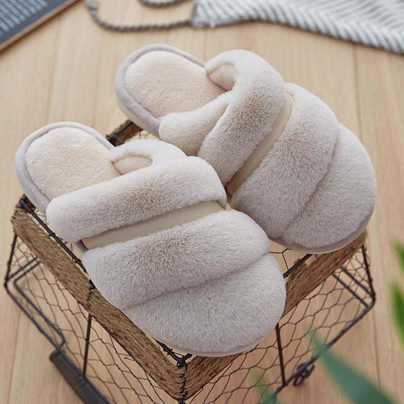 Plush Indoor Slippers: Warm, Non-slip Cotton Shoes for Men & Women - Perfect for Autumn & Winter