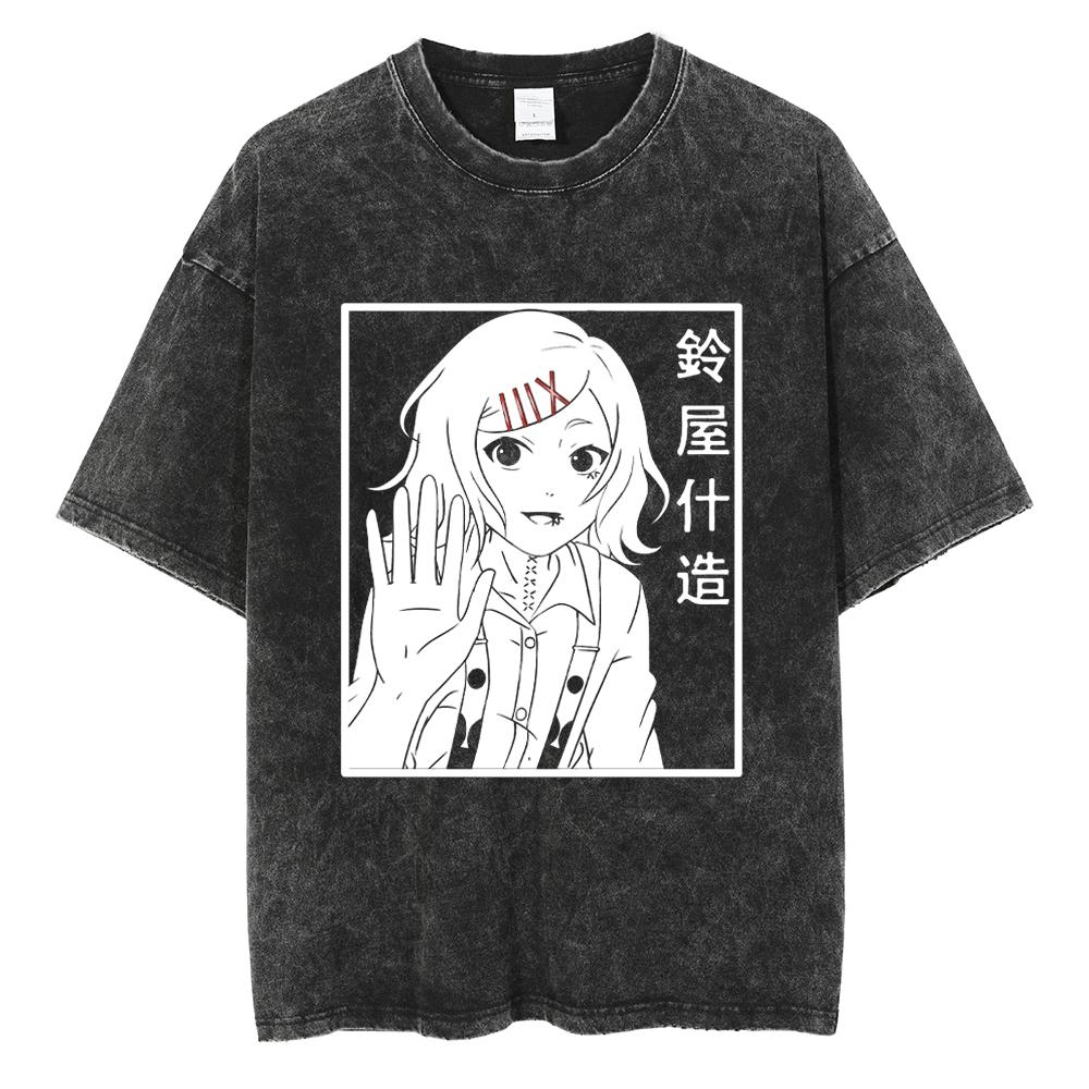 Anime Tokyo Ghoul Ken Kaneki Graphic T Shirt Men Vintage Gothic Tshirts Casual Loose Manga T-Shirt Harajuku Male Cotton T-shirt