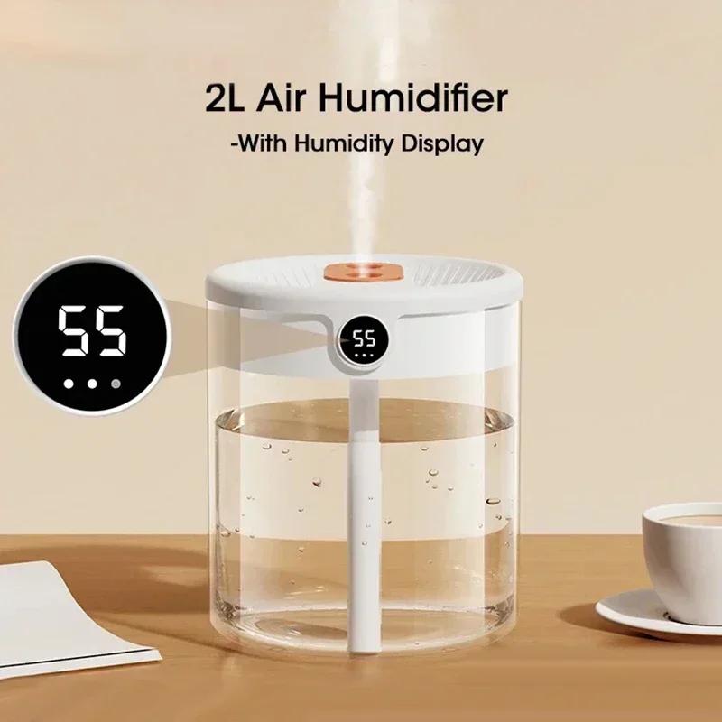 2L Double Spray Large Capacity Humidifier Can Be Fog Night Light Mode Silent Operation Office Bedroom Can Be Added Aromatherapy