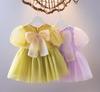 Summer Baby Girl Chiffon Mesh Bow Princess Dress Stylish Toddler Infant Party Outfit Fashionable Elegant Clothing For Kids