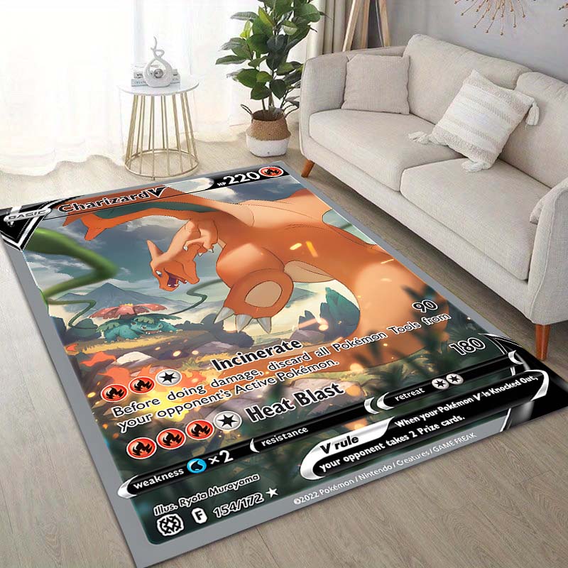 15 Sizes Pokémon Cards Charizard Printing Carpet for Living Room Bedroom Kid's Room Home Decor Area Rug Sofa Cloakroom Mat