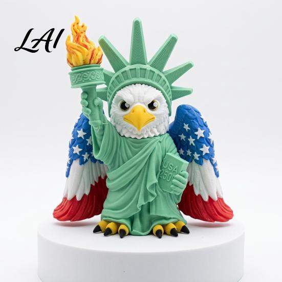 Eagle Statue of Liberty Figurine 3D Printed Goddess Ornament American Flag Wings Statue Non-fading Outdoor Ornament And for Home Office Decor