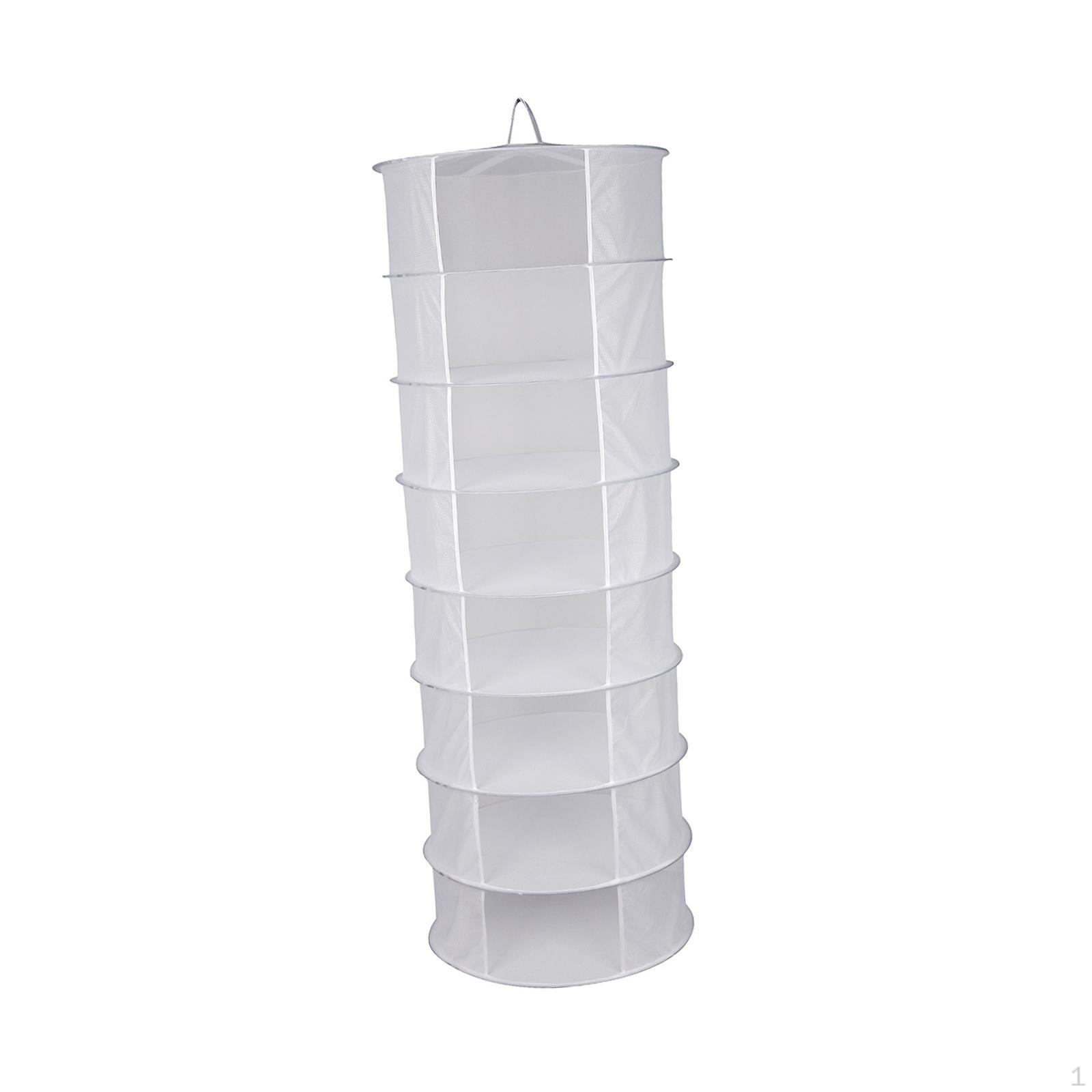 

2ft 8 Layer Plant Hanging Dry Mesh Net Drying Basket Round with Vertical Design for Hydroponics білий