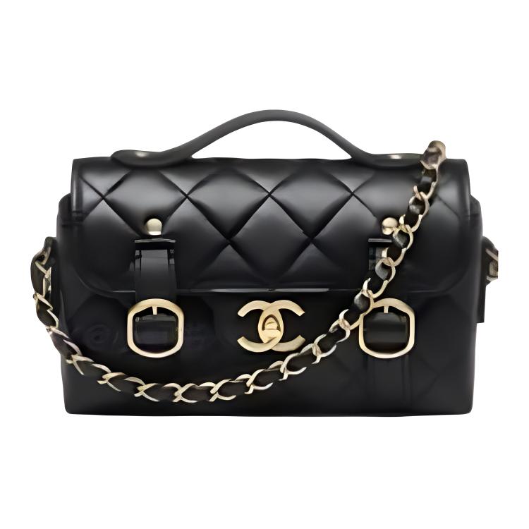 

Chanel 25c Класична Шкіряна Сумка на Плече з Логотипом Для Жінок Чорна Box(Basic Set+Box) чорний