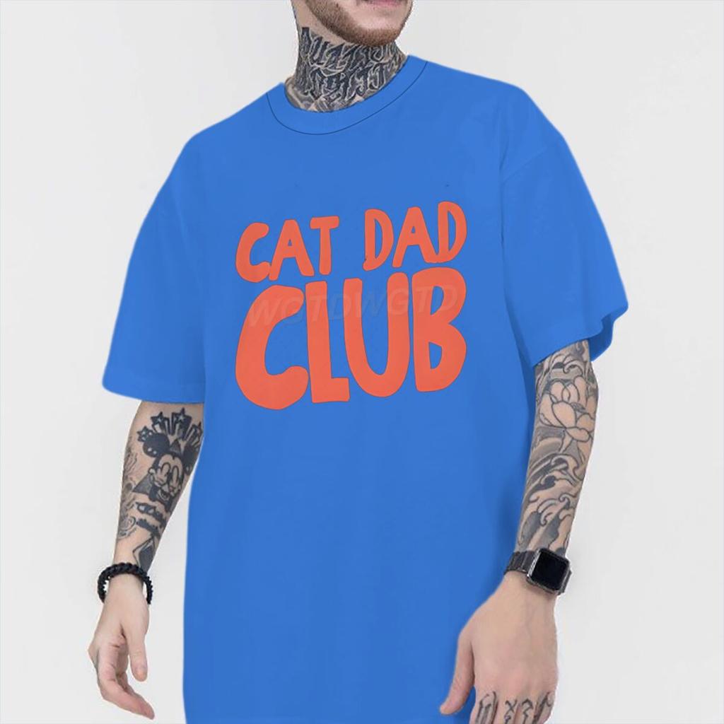 Cotton Mens Clothing Cat Dad Club Print T Shirt High Quality Cotton Male Short Sleeve Streetwear Fun Animal Kitten Tshirts