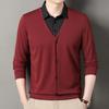 2026 New Men's Fake Two Piece Polo Shirt Casual Fashion Long Sleeve Collar T-shirt Versatile Top