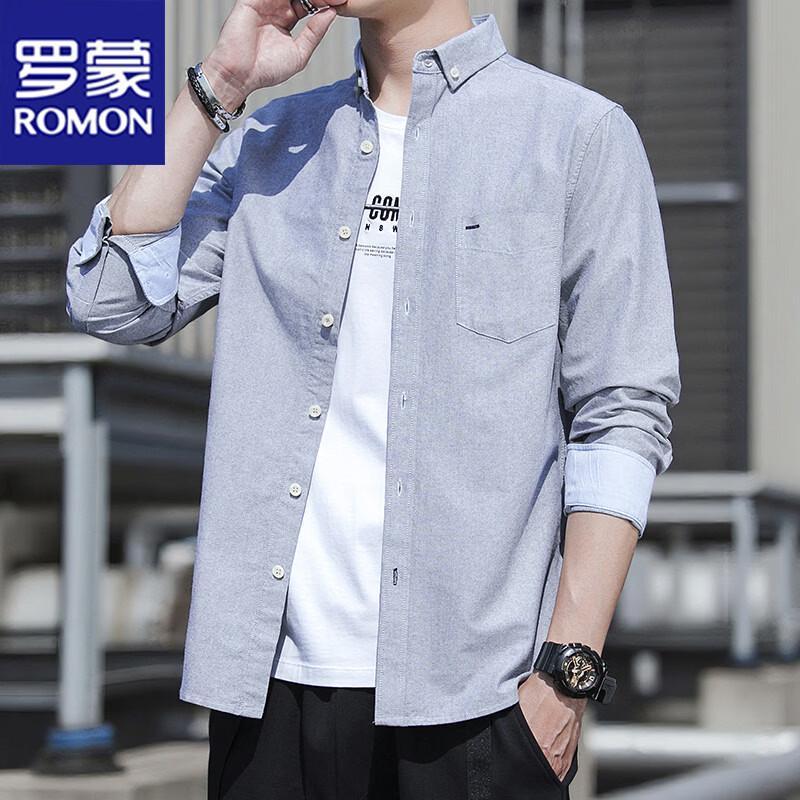 

Romon Men s Pure Cotton Slim Fit Long Sleeve Shirt 3XL