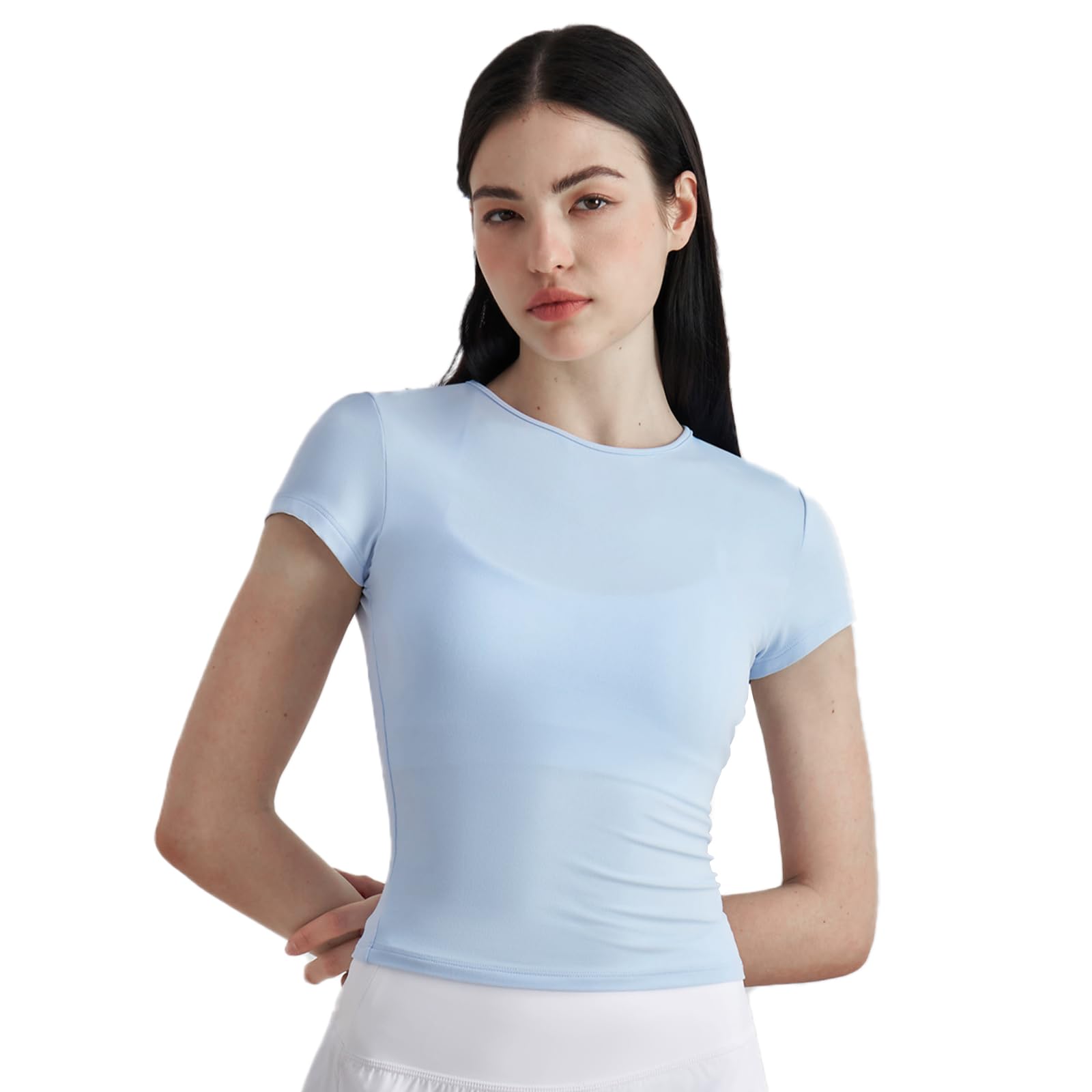 

Топы для йоги Спортивная футболка С коротким рукавом Приталенный крой Приталенный крой Йога Защита от УФ-лучей Прохлада Эластичность Влагоотводящая Быстросохнущая [IRCOLVE] Футболка Женская