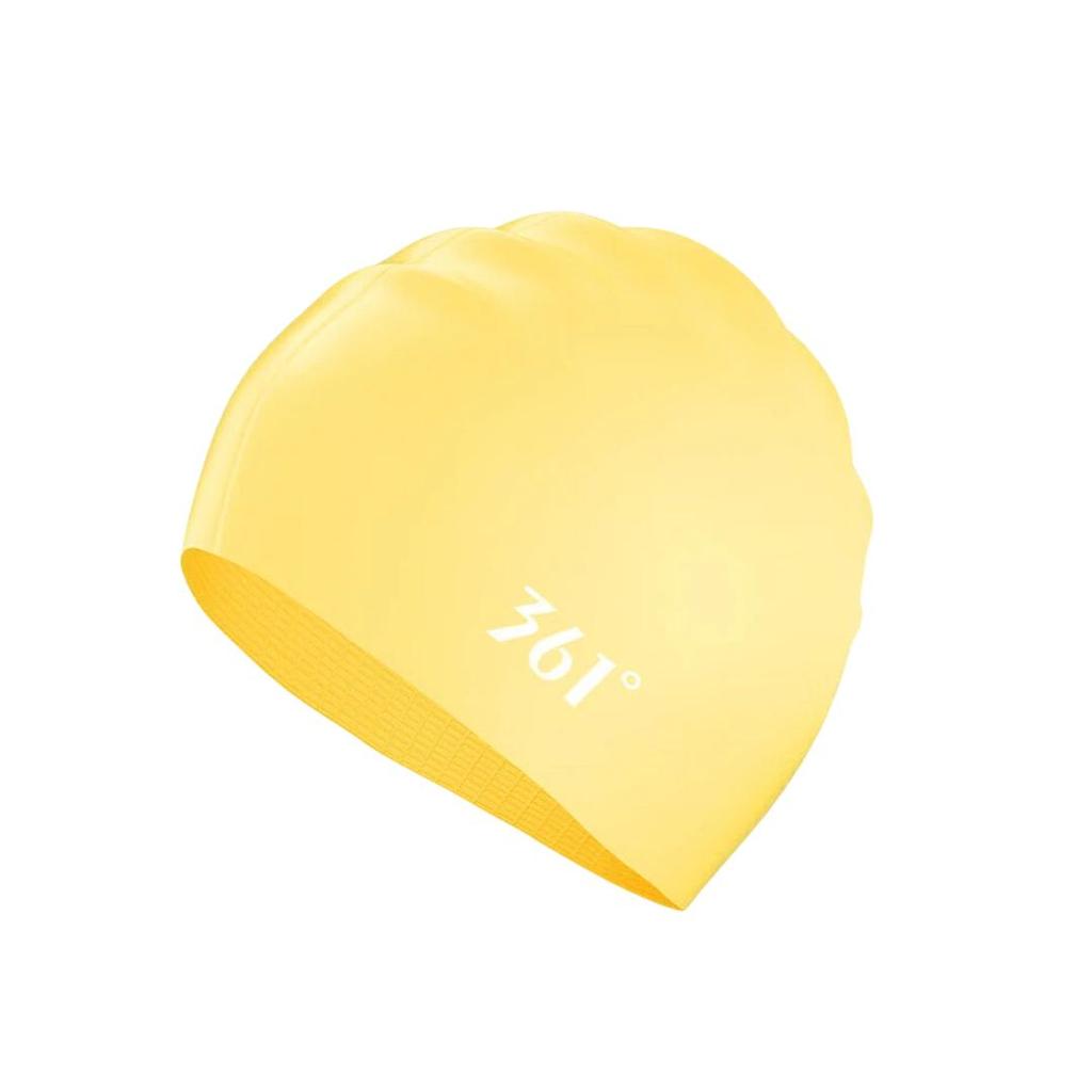361° Silicone Swimming Cap, Large Size, Waterproof, Ear-Protecting, Sun Protection, Yellow
