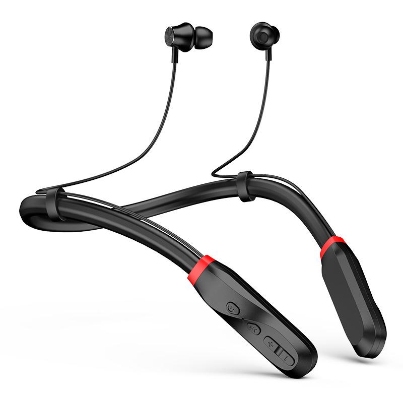 Grenzüberschreitende kabellose Bluetooth 5.0 Sport-Kopfhörer: Doppelter Nackenbügel, In-Ear-Design mit starkem Bass zum Laufen