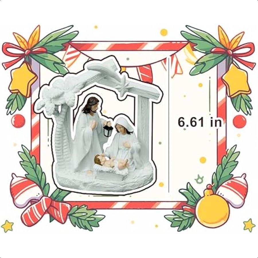 Nativity Set for Christmas Indoor Nativity Scene Decoration Sculpted Hand Painted Nativity Figurines Scene with Manger Nativity