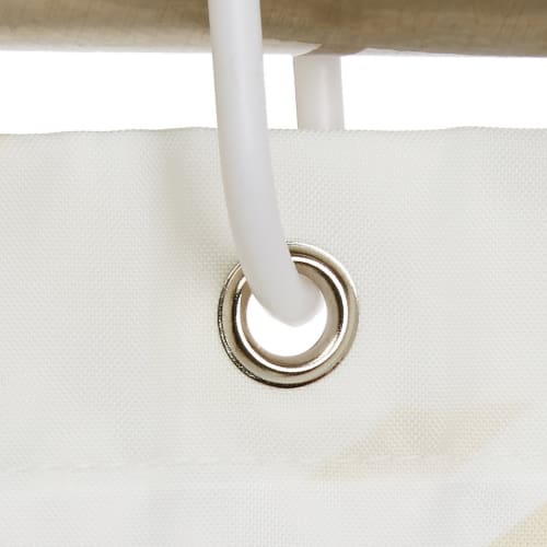 Basic Shower Curtain, Mildew Resistant, with Hooks, 183x183cm, Natural Herringbone