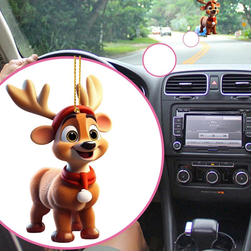 2025 New Deer Christmas Tree Decoration 2D Acrylic Decorative Animal Hangings Ornaments Xmas Toys Ornament Hangs