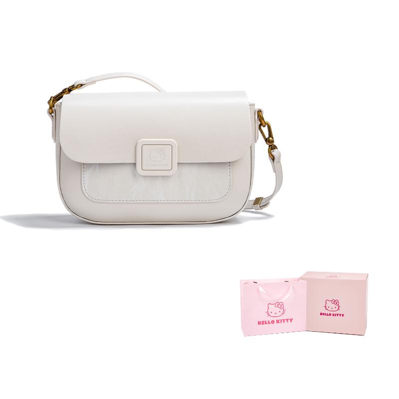 New Sanrio HelloKitty Hello Kitty PU Shoulder Bag, Crossbody Bag, Handbag, Tofu Bag, Square Bag Small Women's Coffee/White SHHF41058-1