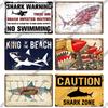 Putuo Decor Shark Sign Metal Signs Vintage Tin Sign Funny Warning Movie Poster for Bar Pub Kitchen Club Man Cave Wall Decoration