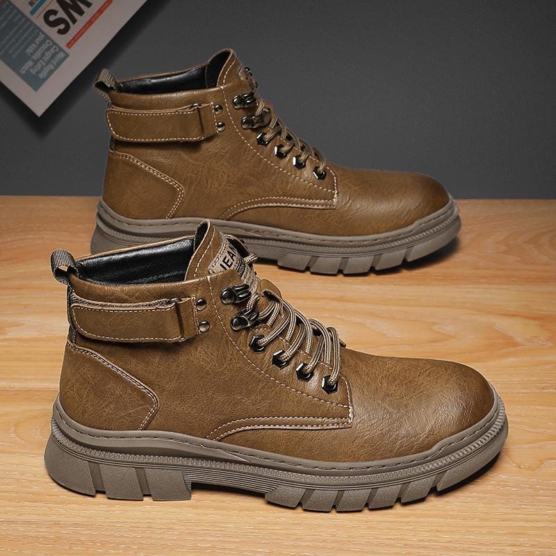 

Men s High-Top British Workwear Style Martin Boots - Retro Thick-Soled, Velvet-Lined Mid-Tops for Fall and Winter Size 44