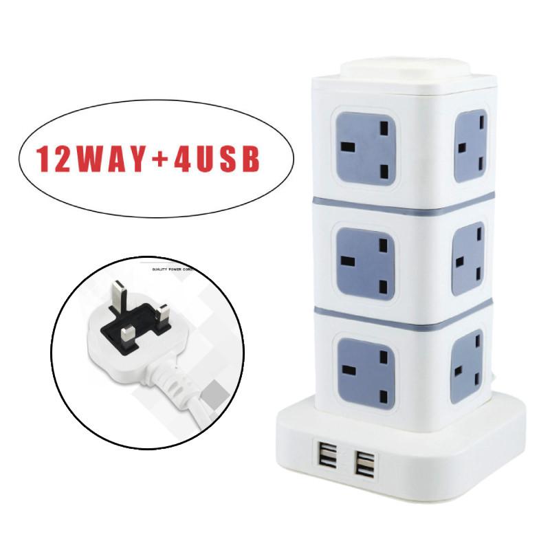Reliable Uk Standard Vertical Power Strip With Multiple Usb Ports For Home And Office Use