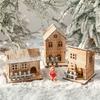 Christmas LED Light Wooden House Luminous Cabin Merry Christmas Decorations For Home DIY Xmas Tree Ornaments Kids Gifts New