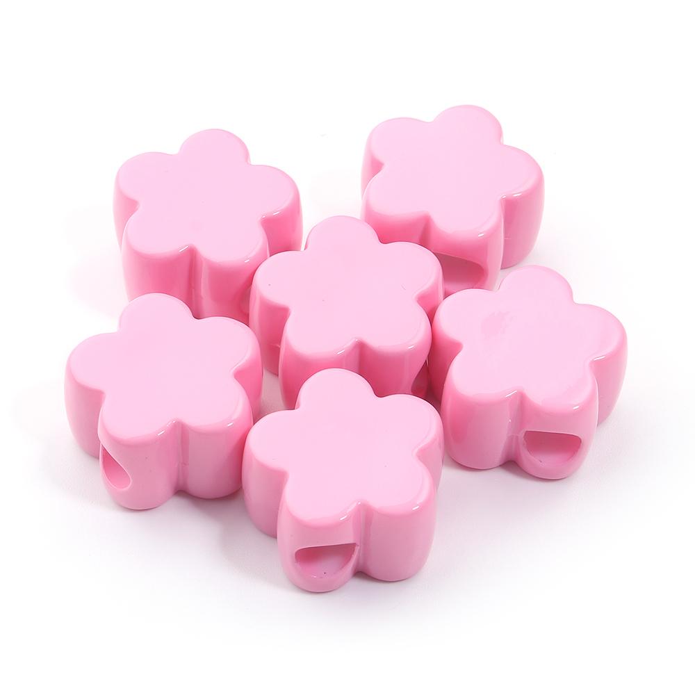 6Pcs Acrylic Large Hole Beads Colorful Flowers Stars Love Heart Shape Loose Beads DIY Bracelet Phone Chain Jewelry Accessories
