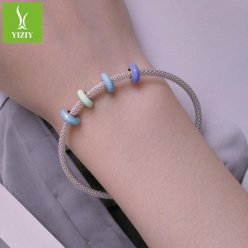 925 Sterlingsilber Perlen Einfaches Perlenarmband Schmuckzubehör Silikon Positionierungsperle Trenner Scc1450