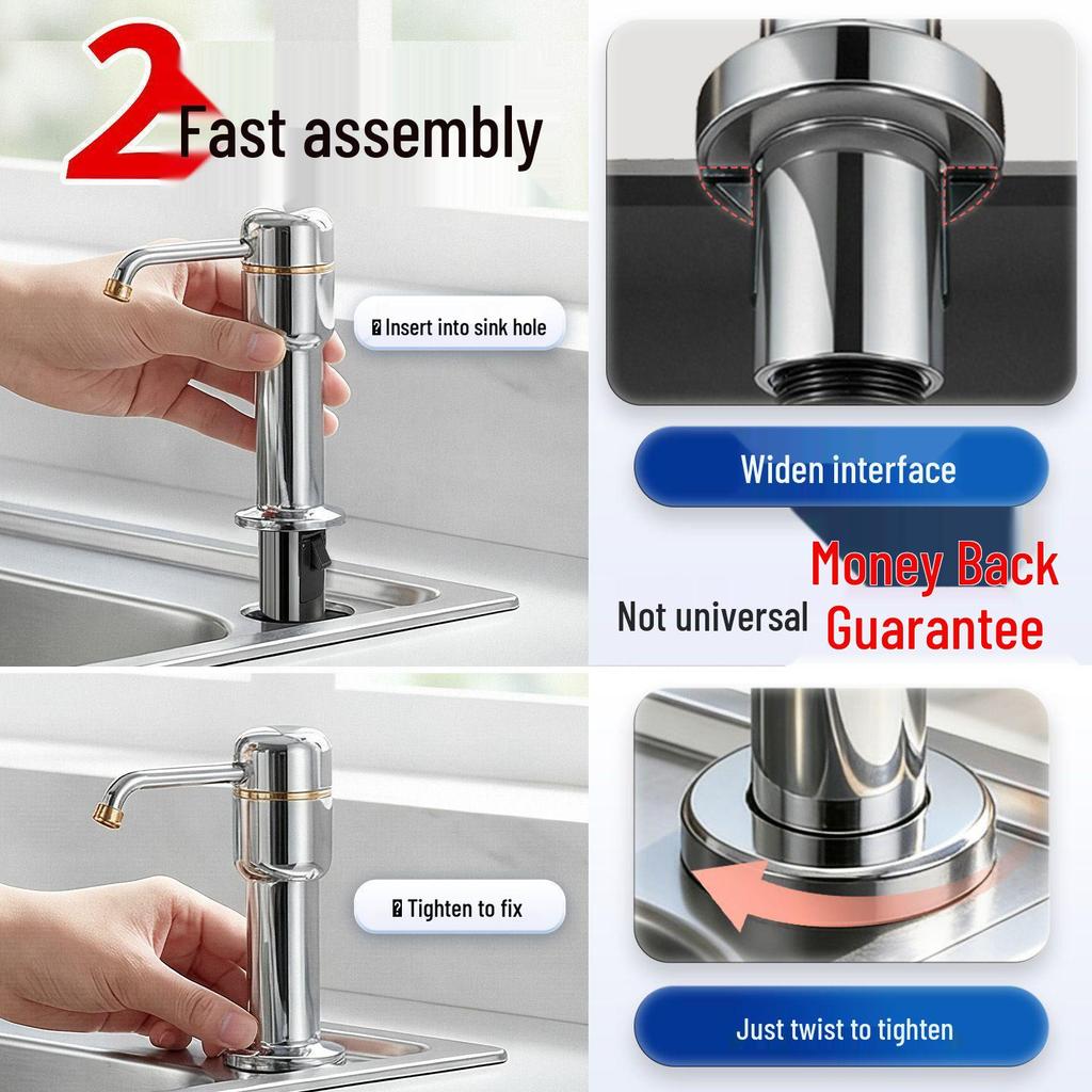 Universal No-Drill Kitchen Sink Soap & Vegetable Washer Dispenser