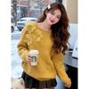 Women's 3D Floral Knit Sweater - Round Neck, Soft Long Sleeve Pullover for Autumn & Winter