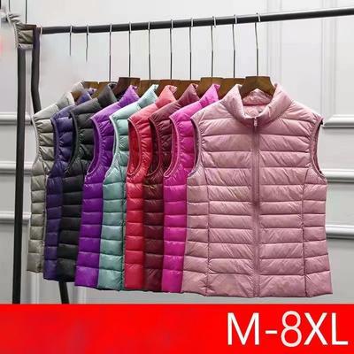 White Duck Down Jacket Women Vest Autumn Winter Sleeveless Waistcoat Warm Lightweight Puffer Jacket Female Tops Outwear 8XL