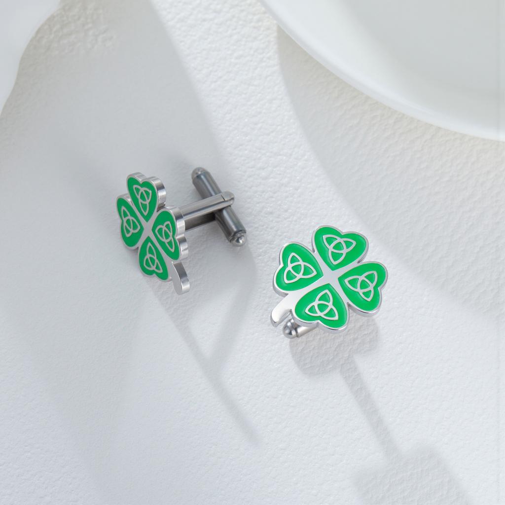 My Shape Cufflinky z czterolistną koniczyną ze stali nierdzewnej Węzeł celtycki Spinki do mankietów Koszula Akcesoria do garnituru Weselnego Amulet Biżuteria