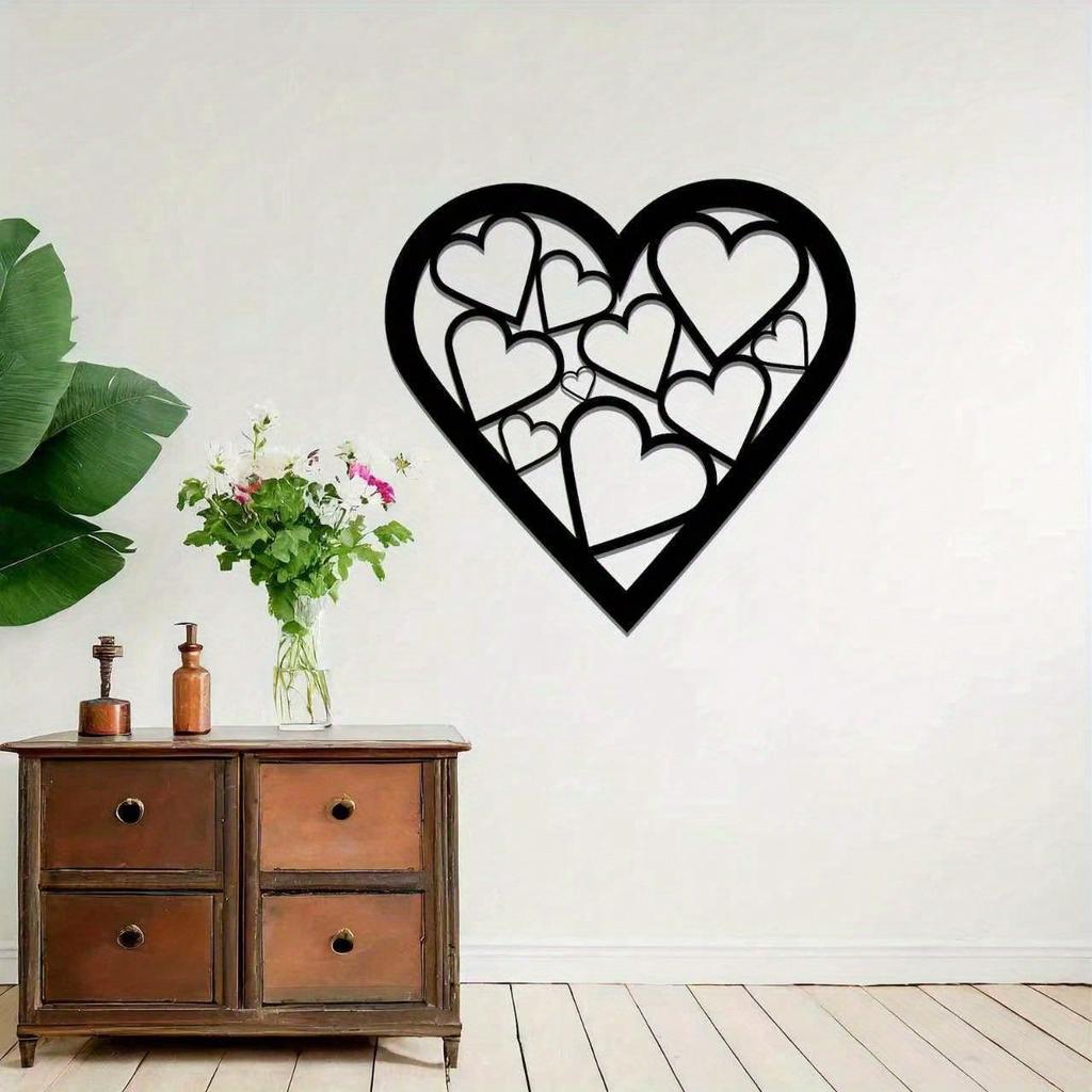 Modern Heart Shaped Metal Wall Decor Wedding Anniversary Mother's Day Gift Home Art