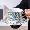 High-end Retro Blue and White Series Luxury Afternoon Tea Cup Saucer Set, High-end Light Luxury Souvenir