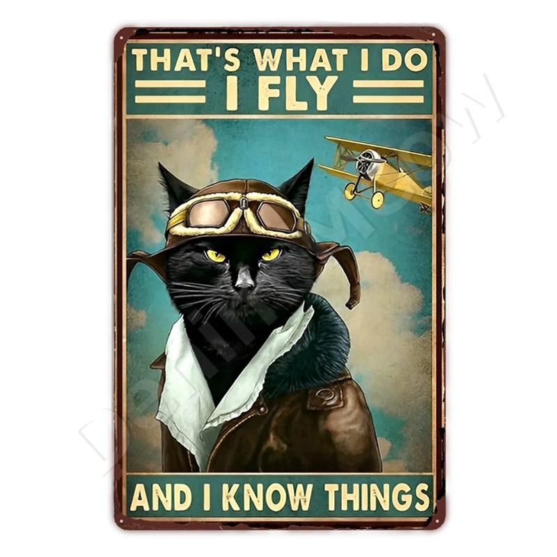 Vintage Metal Sign, That's What I Do I Play Guitar, Dancing Cat, Black Cat, Funny Tin Sign, Rustic Bar, Cafe, Home Decor Gift