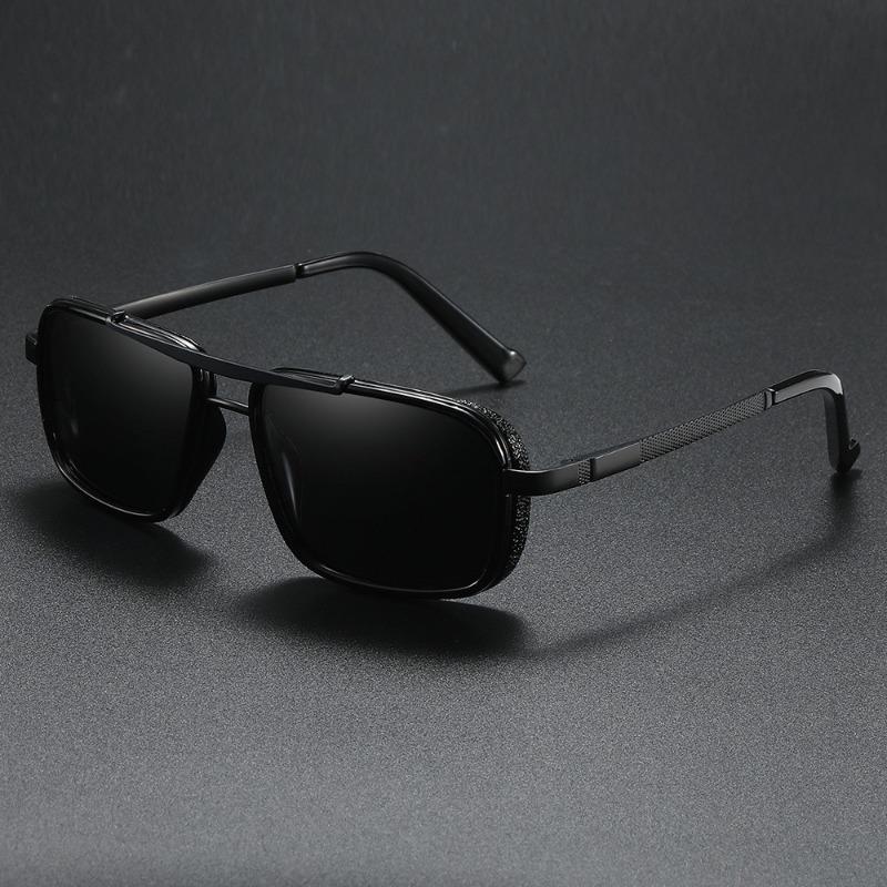 Non-polarized Stylish Rectangle Sunglasses Classic Thick Edge Steampunk Sunglasses for Driving