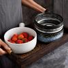 Ceramic Baking Bowl with Handle, Japanese Style Heat Resistant Deep Bowl Microwave Oven Safe Kitchen Food Bowl for Soup Salad Pasta Dessert Dinnerware