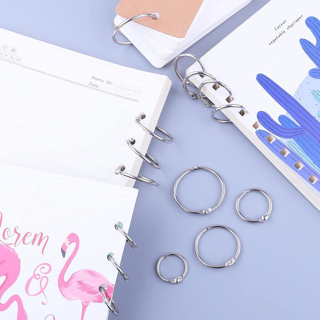 50 Pcs Silver Metal Binder Rings Loose Leaf Office Book Index Card Keychain Key Rings for School Home Office Organization
