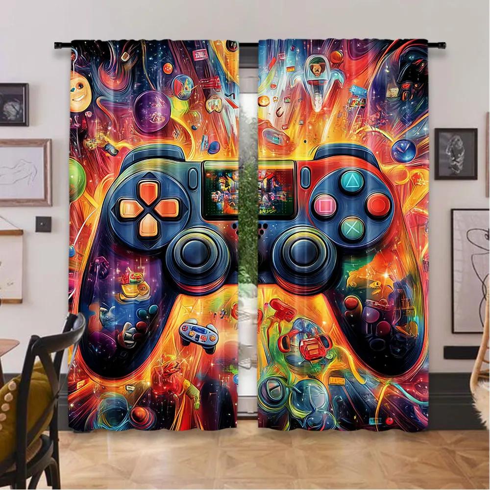 Satisfactory Game Room Curtains Video Gaming Theme Colorful Decor Playroom Home Apartment Bedroom Living Set Of 2 Made Polyester