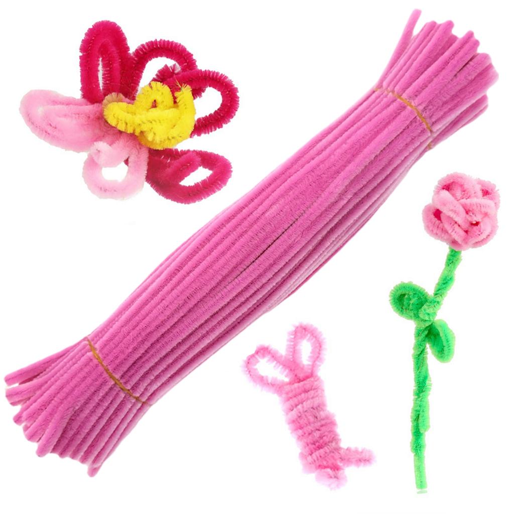 40 Colors Chenille Stems 100pcs Pipe Cleaners Plush Tinsel Stem Wired Sticks Twist Stick Hair Strip DIY Craft Educational Toys