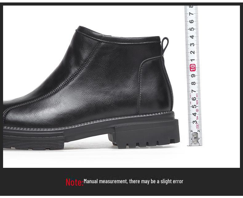 Pánské retro kožené Chelsea boty v římském stylu s bočním zipem - Zimní plus sametové teplé společenské módní.