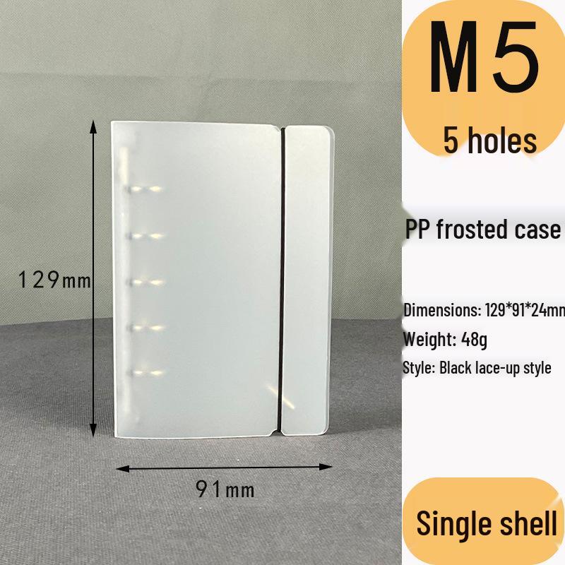 M5 Frosted Transparent Binder: Durable Loose-Leaf Planner with Storage Bag, Daily & Weekly Pages.