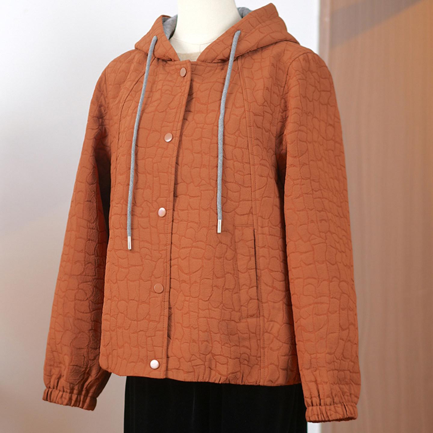 

Stylish Hooded Jacket for Middle-Aged Women - Spring 2026 Plus Size Collection 4XL (145-160 jin) помаранчевий