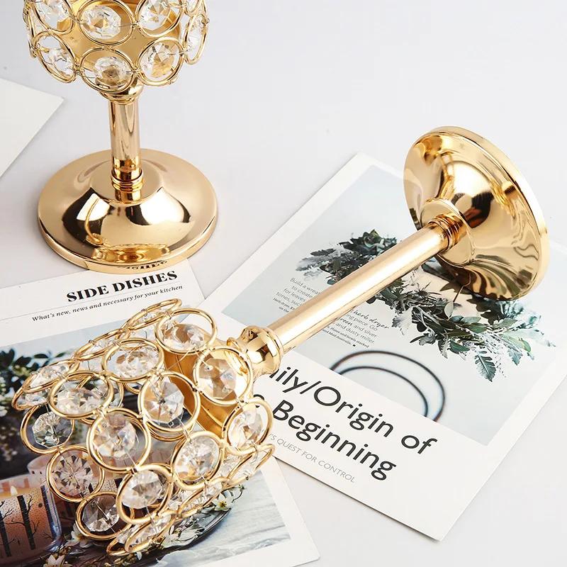 Crystal Candle Holder European Style Candlestick High-end Iron Metal Decoration Handicrafts Hotel Wedding Home Decor Decoration