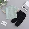 Boys Summer Hanbok Two-piece Suit Baby Linen Chinese Style Short-sleeved Retro Tang Suit Breathable Cotton Linen Casual Kids Outfit